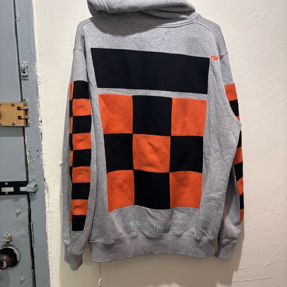 Off-White Gray and Orange Crewneck Sweater